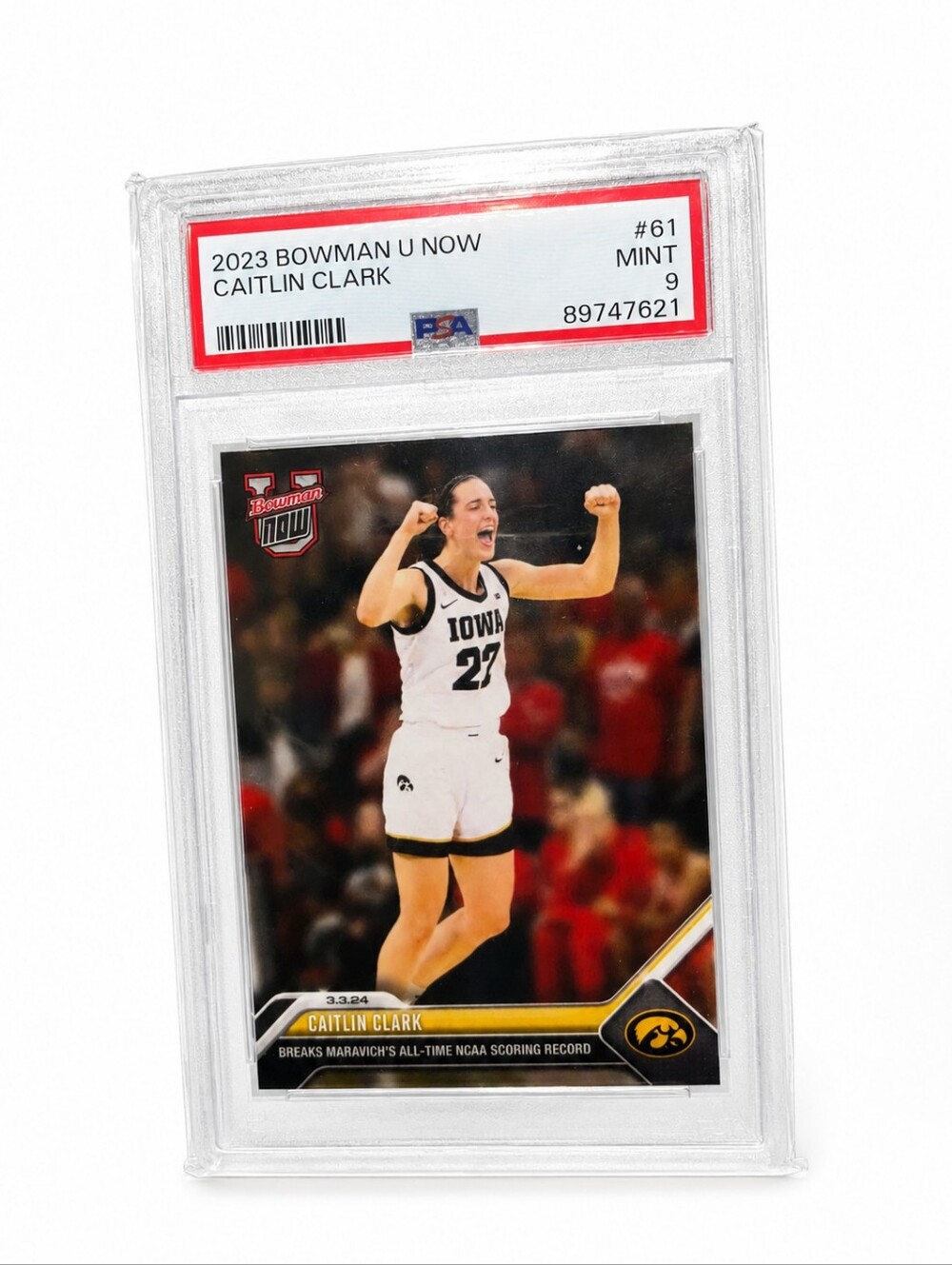 2023 Bowman U Now Caitlin Clark Graded Card - Iowa Hawkeyes - Black & White